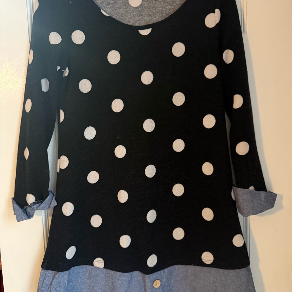 12 PM By Mon Ami Black and White Polka Dot Top